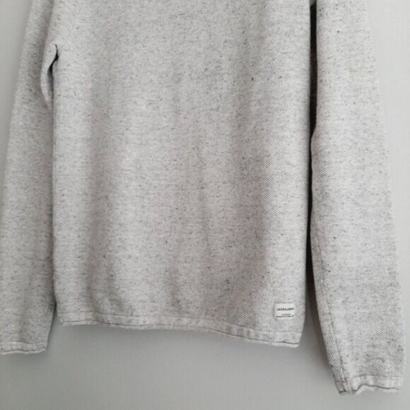 JACK & JONES Hill Knit Crew Sweater Light Grey  Sz XS - Picture 4 of 9